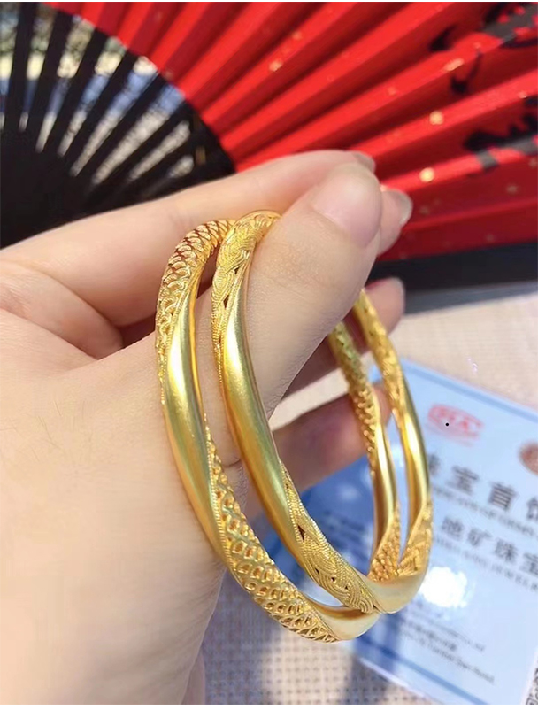 小腰金 古法花丝黄金手镯2022新款镂空足金镯子年轻款女时尚999黄金