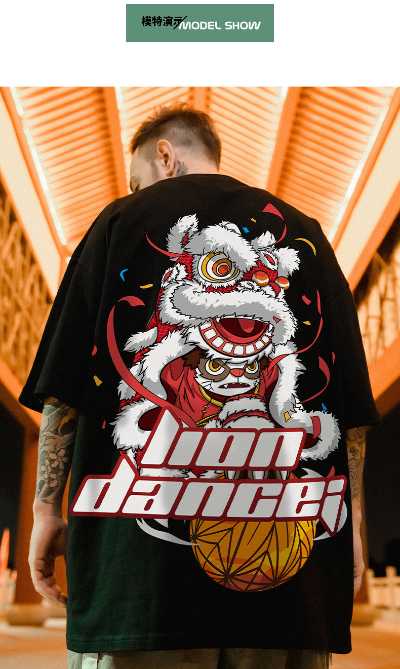 新款短袖男潮国潮中国风胖子男装潮牌t恤宽松潮流大码半袖衣服夏 白色