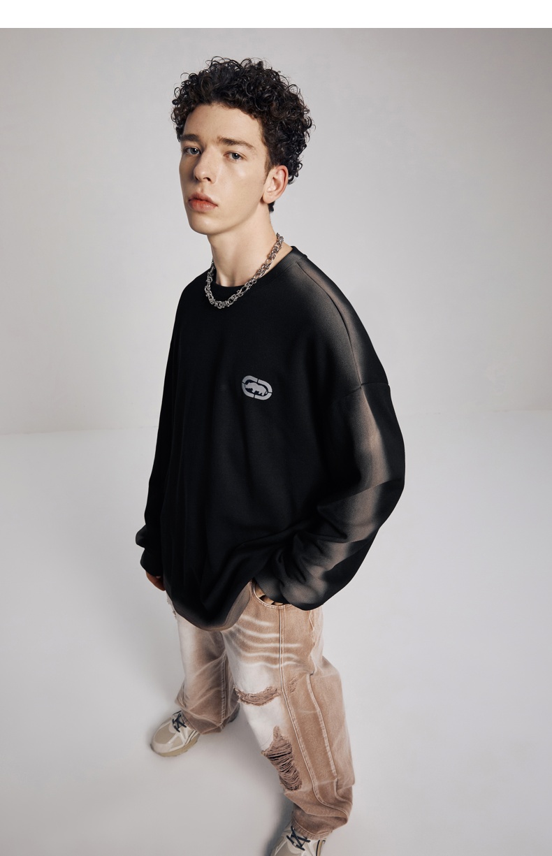 ecko犀牛潮牌22aw美式复古立体硅胶牙刷印喷马骝打底休闲套头卫衣男女