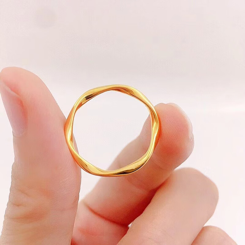 微奢妙珠 999足金莫比乌斯环戒指黄金时尚个性光圈指环3d硬金小金圈戒