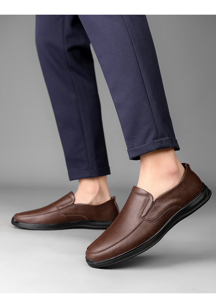 男鞋豆豆鞋2022四季新款透气休闲鞋时尚商务英伦风男士户外小皮鞋黑色