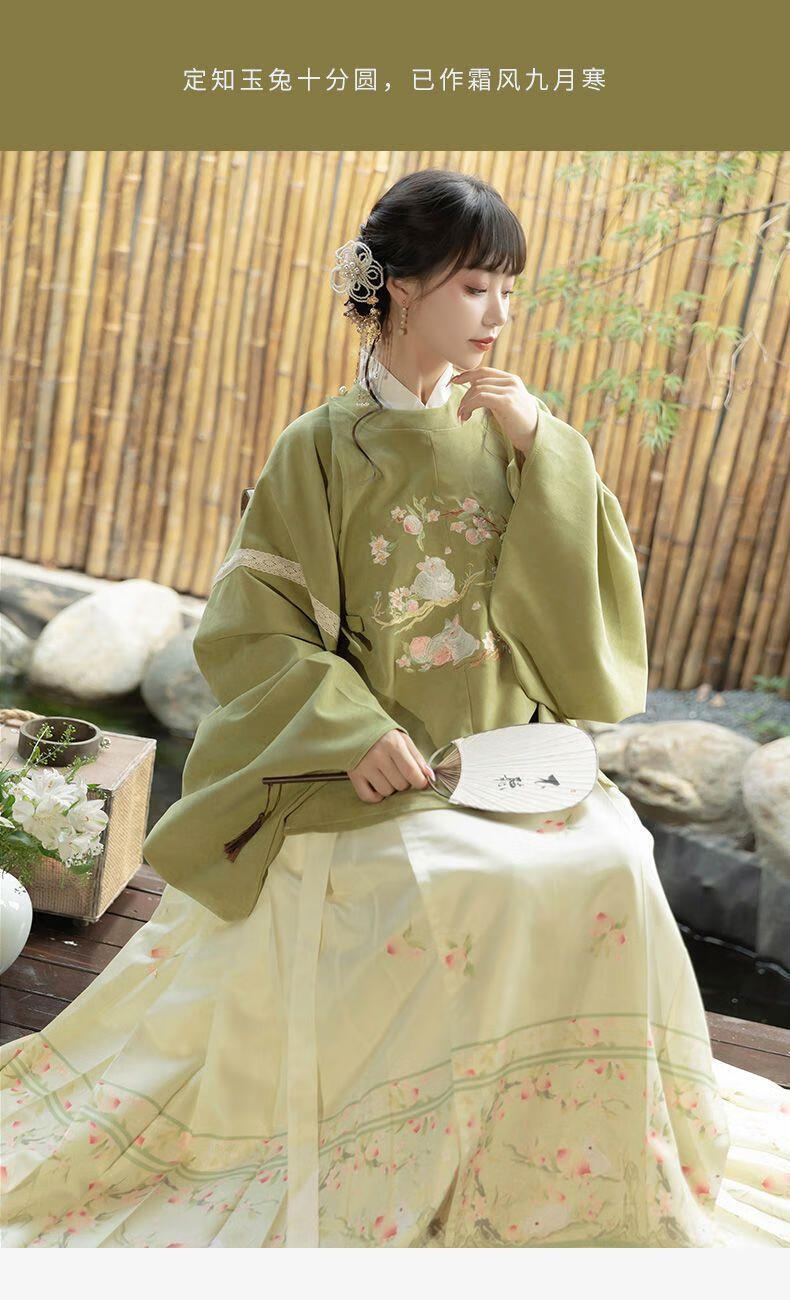 马面裙上衣汉服女明制圆领中衣大襟马面裙琵琶袖日常秋冬款 深红色