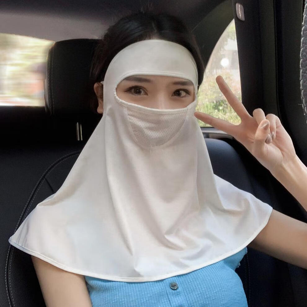 ukmr新品防晒口罩护颈晒面罩口罩女紫外线全脸护眼角薄款气质夏季冰丝