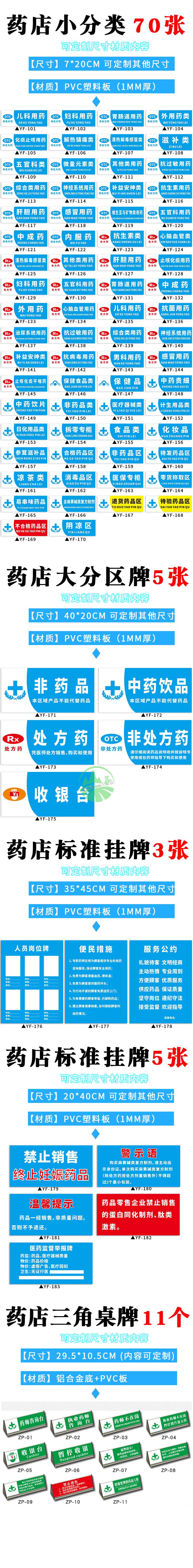 药店分类牌药品类目标贴 非药非药品中药饮品收银台医院药房药柜标识