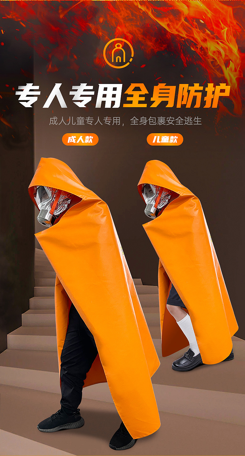 火焰战士防火斗篷家用双层硅胶灭火套毯耐高温火灾逃生披风消防认证避