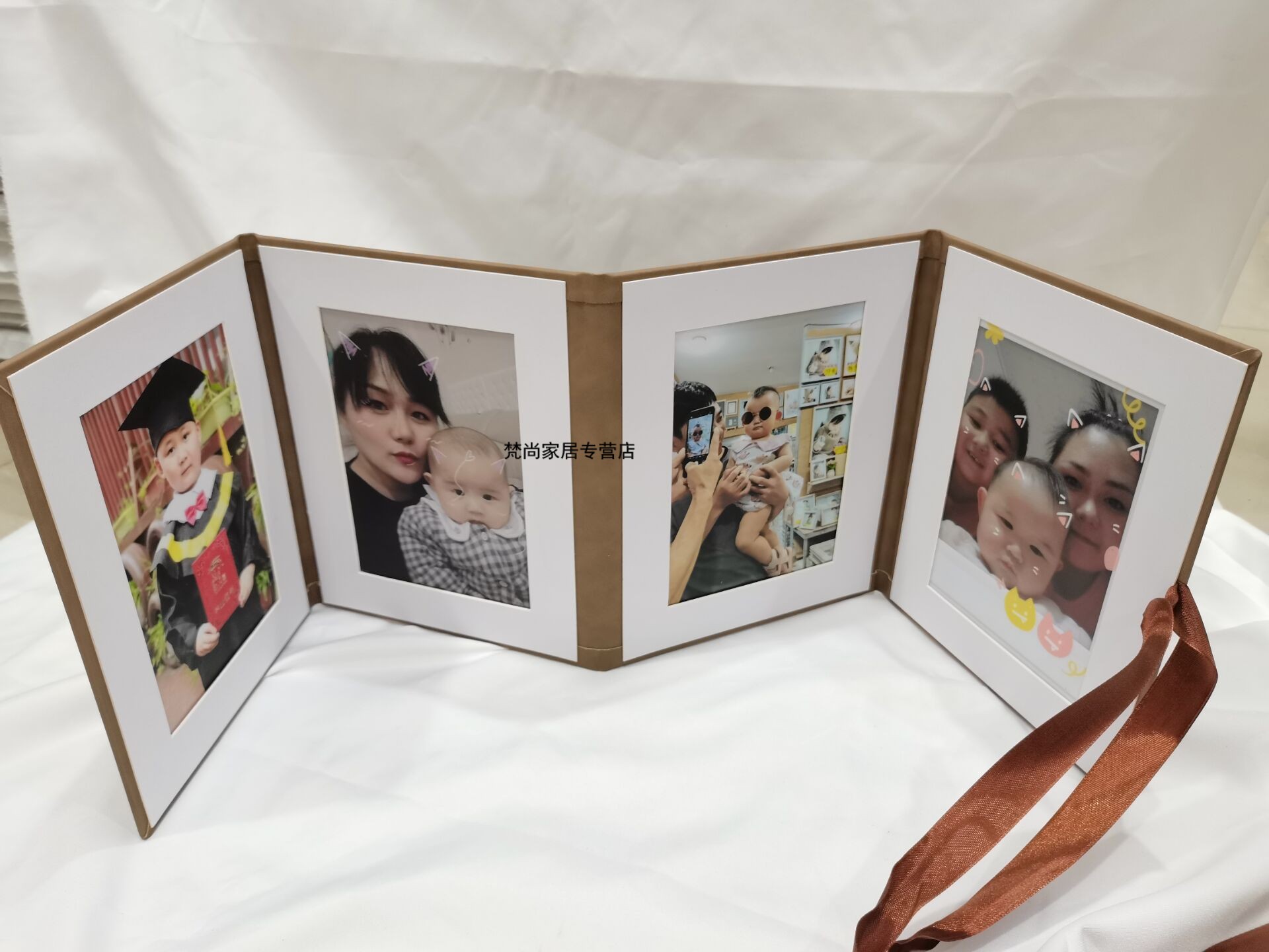 6连相册相框摆台挂墙活动礼品logo定制 褐色 7寸4连 冲洗照片【图片