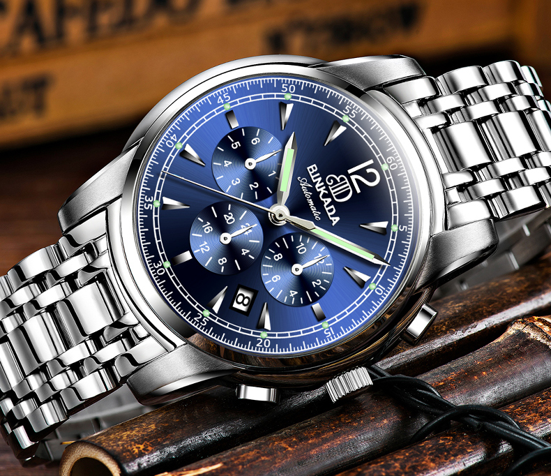 2022新款宾卡达男士手表机械表自动精钢腕表休闲商务男表夜光防水7062