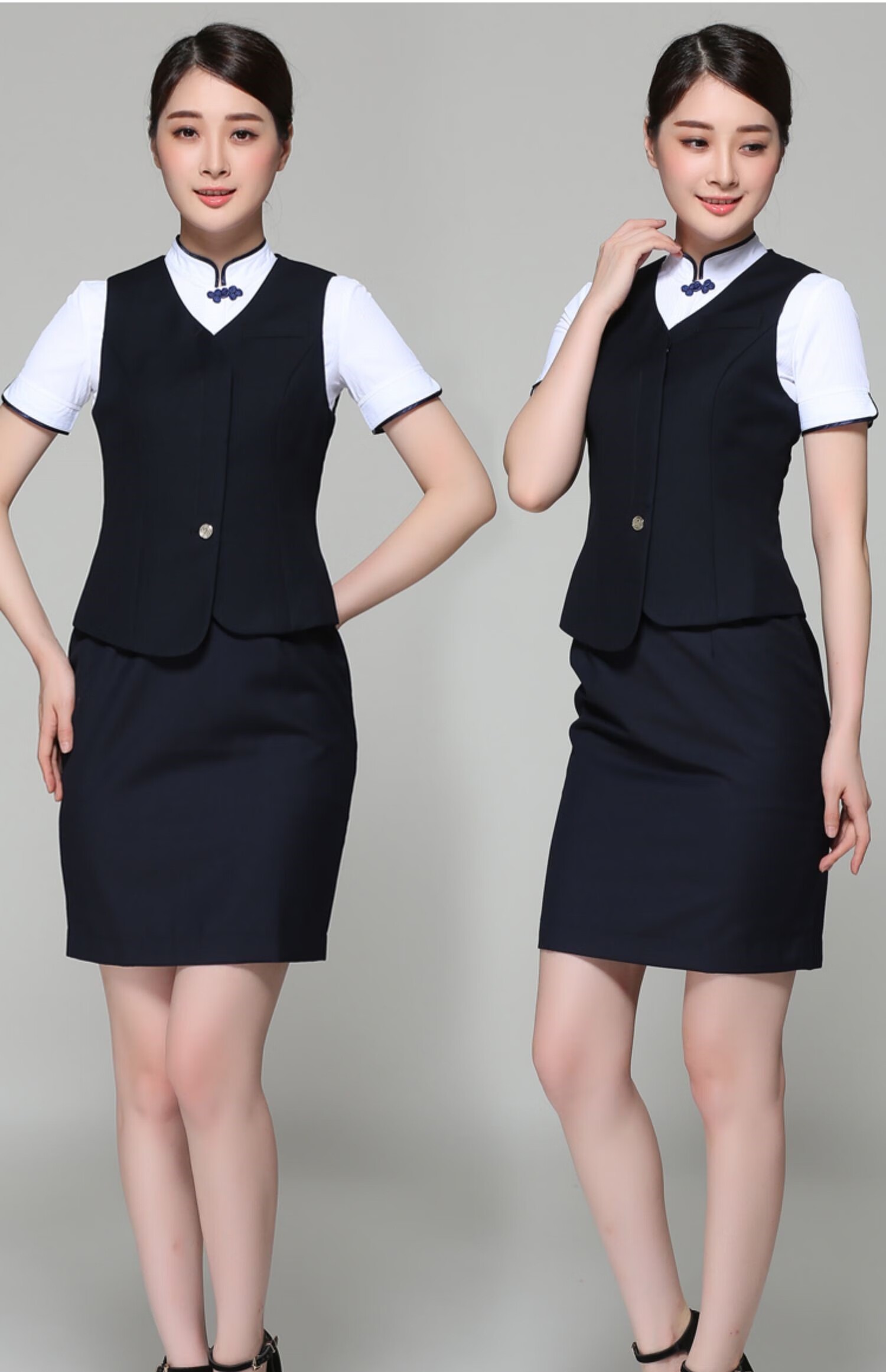 东方航空制服东航空姐服衬衫工作服女士ol美容师职业装修身白衬衣短裙