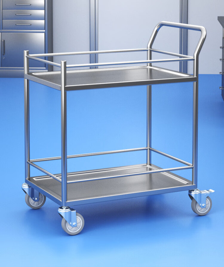 304不锈钢手推车双层实验室洁净室器械仪器小推车定制mini400400850mm