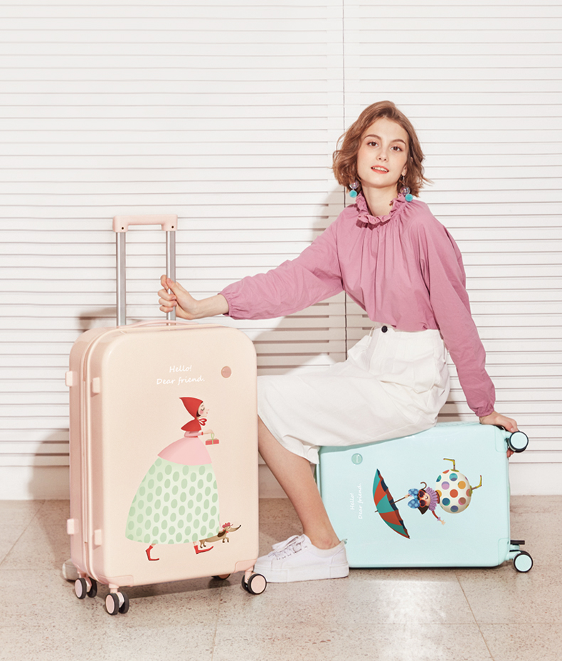 米熙行李箱女旅行箱子拉杆箱24英寸高颜值图案箱皮箱密码箱包24英寸