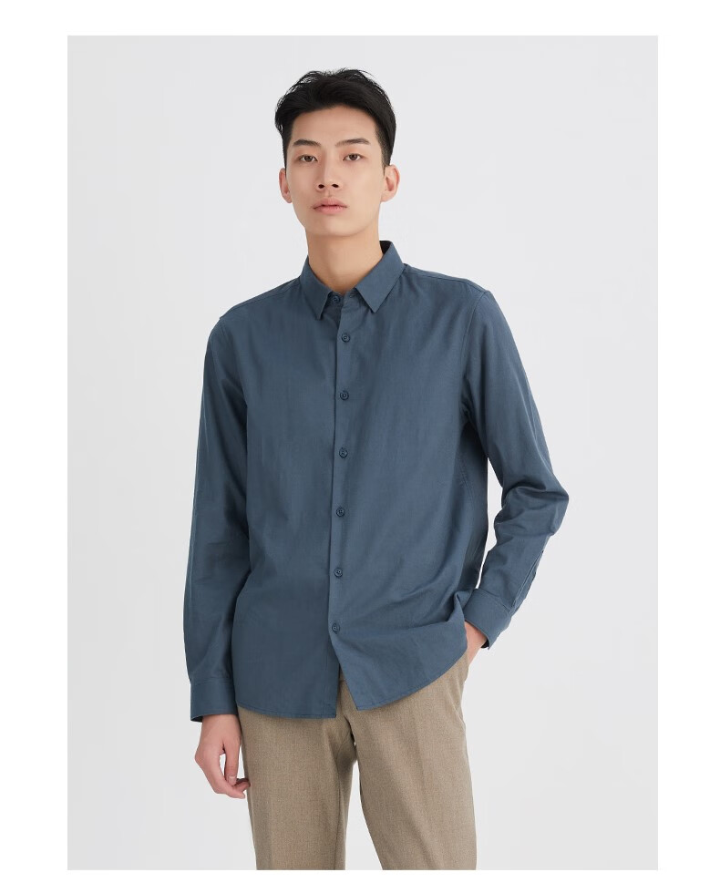 百家好男装mindbridge百家好男装衬衫韩版修身长袖商务衬衣男士上衣mu