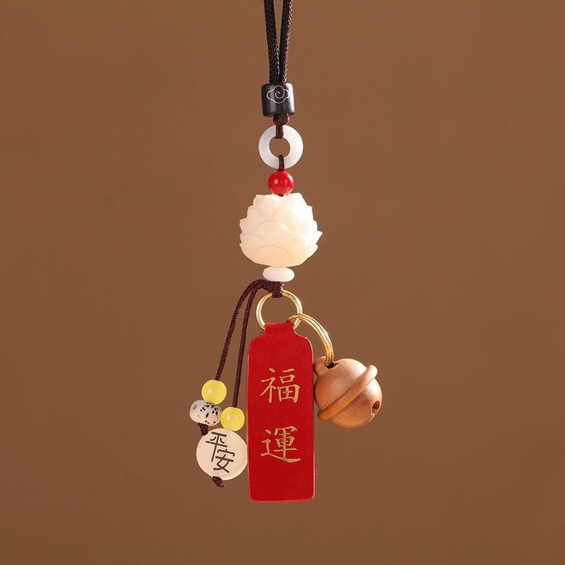 于汽车挂件网红车内吊饰菩提根莲花后视镜抖音同款男女平安符吊坠3883