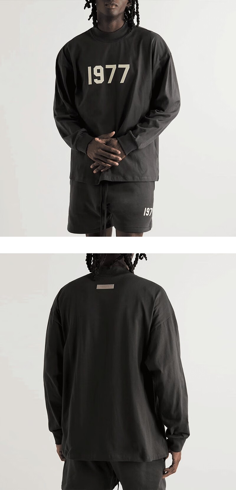 fear of god fog第八季复线eential植绒1977男女宽松长袖t恤潮 杏色 s