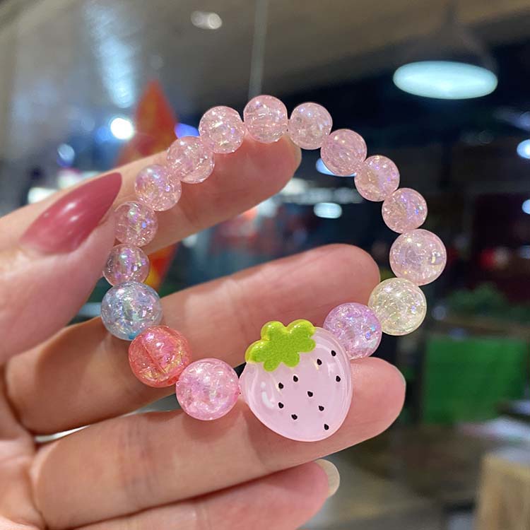 手链小女孩串珠闪亮手腕带日韩可爱公主亚克力手串儿童宝宝手镯粉色