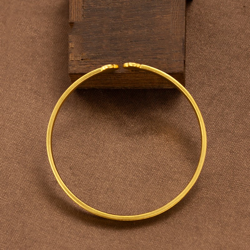 喜越珠宝黄金开口手镯女实心足金999锤纹宽面款古法手镯女士祥瑞聚财