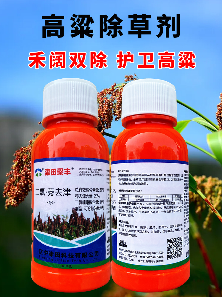 仙葩高粱地除草剂高粱苗后专用除草农药二氯喹啉酸莠去津氯氟吡氧乙酸