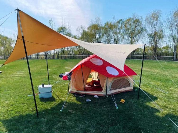 dod蘑菇帐篷日本进口户外野营家庭亲子帐篷红色t4-610儿童帐篷团购