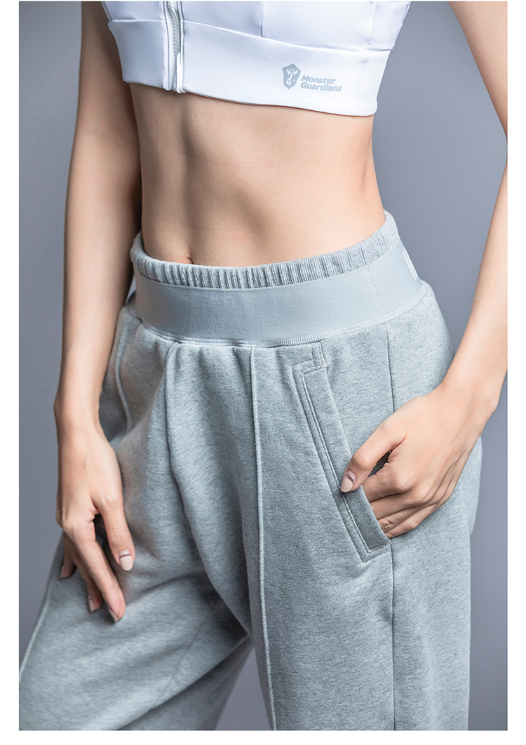 msgd运动裤女 休闲运动卫裤健身束脚裤户外跑步运动长裤 misty grey