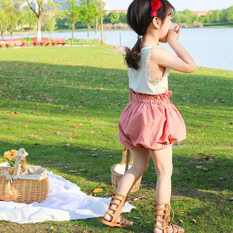 宝宝灯笼裤夏季洋气花苞裤孩宽松外穿夏装休闲南瓜圆点灯笼裤140cm