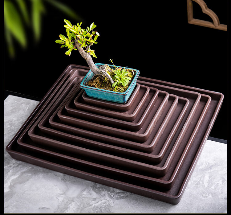 花瓶底垫 盆景花托紫砂托盘花盆接水底盘陶瓷长方形圆盆托花盘底座底