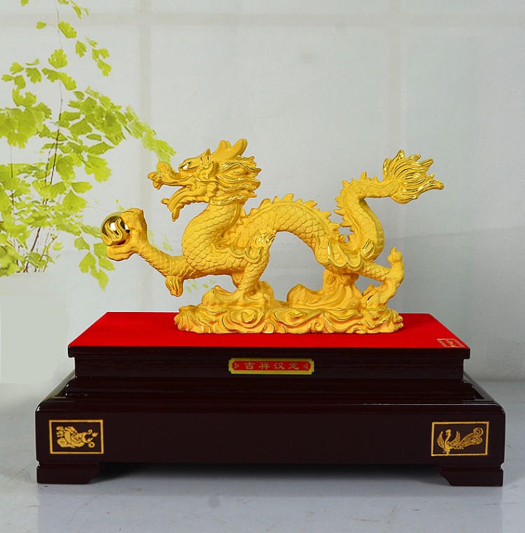 朴春 铜镀金龙摆件 办公室公司客厅店铺开业礼物生肖龙工艺品 金龙