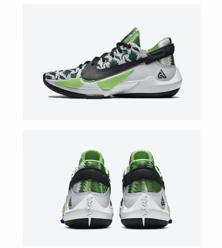 【官方旗舰店】字母哥2代篮球鞋zoom黑白白水泥全白绿黑紫气垫实战