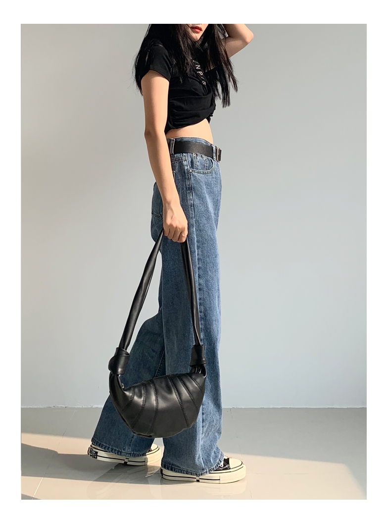 泫雅宽松牛仔裤女2019秋冬季高腰显瘦cec直筒垂感拖地阔腿长裤子 常规