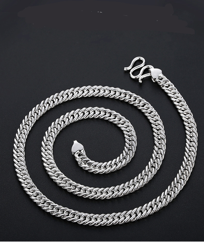 奢珑 奢珑 银古巴链足银马鞭链潮男简约银链子男士粗款 4.