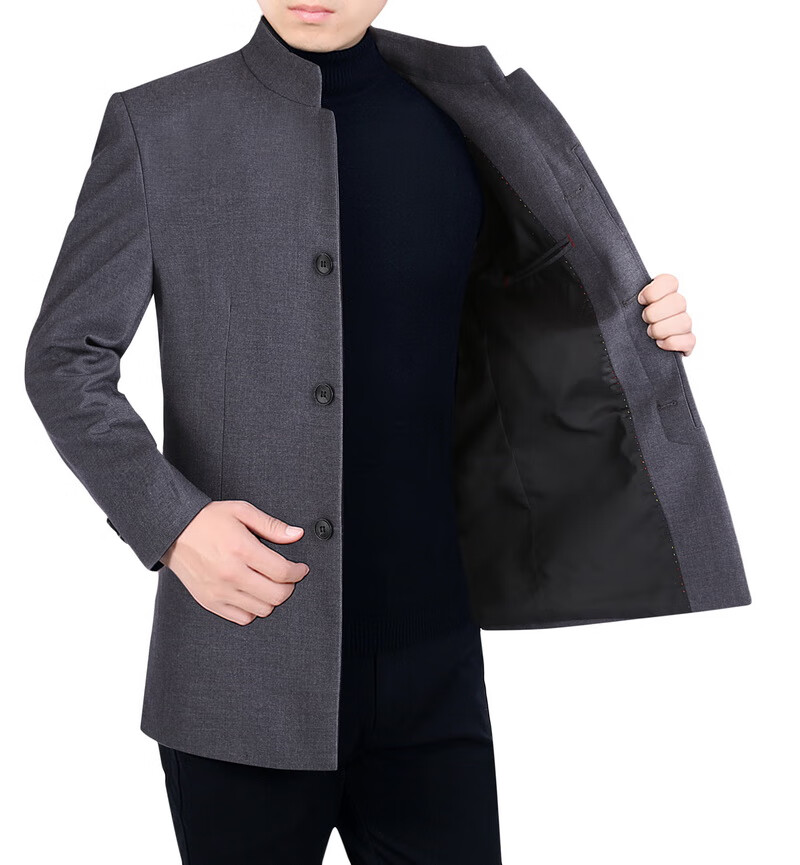 爸爸西装50到60岁老人立领西装男中老年男士中山装春秋季爸爸中国风