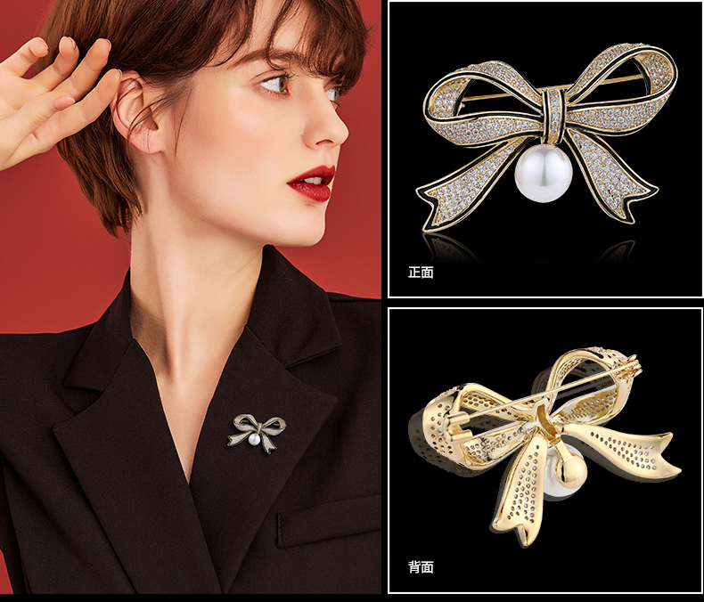 卡迪菲丽高定品牌法国蝴蝶结胸花女配饰 优雅甜美胸针高档秋冬服装