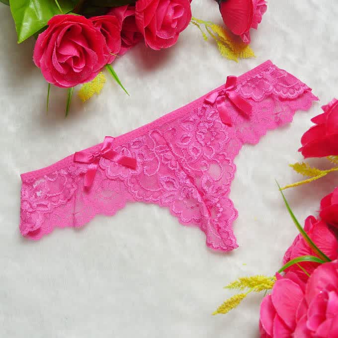 情趣t裤性感女士内衣诱惑蕾丝花边透明低腰丁字裤内裤st7171粉红色