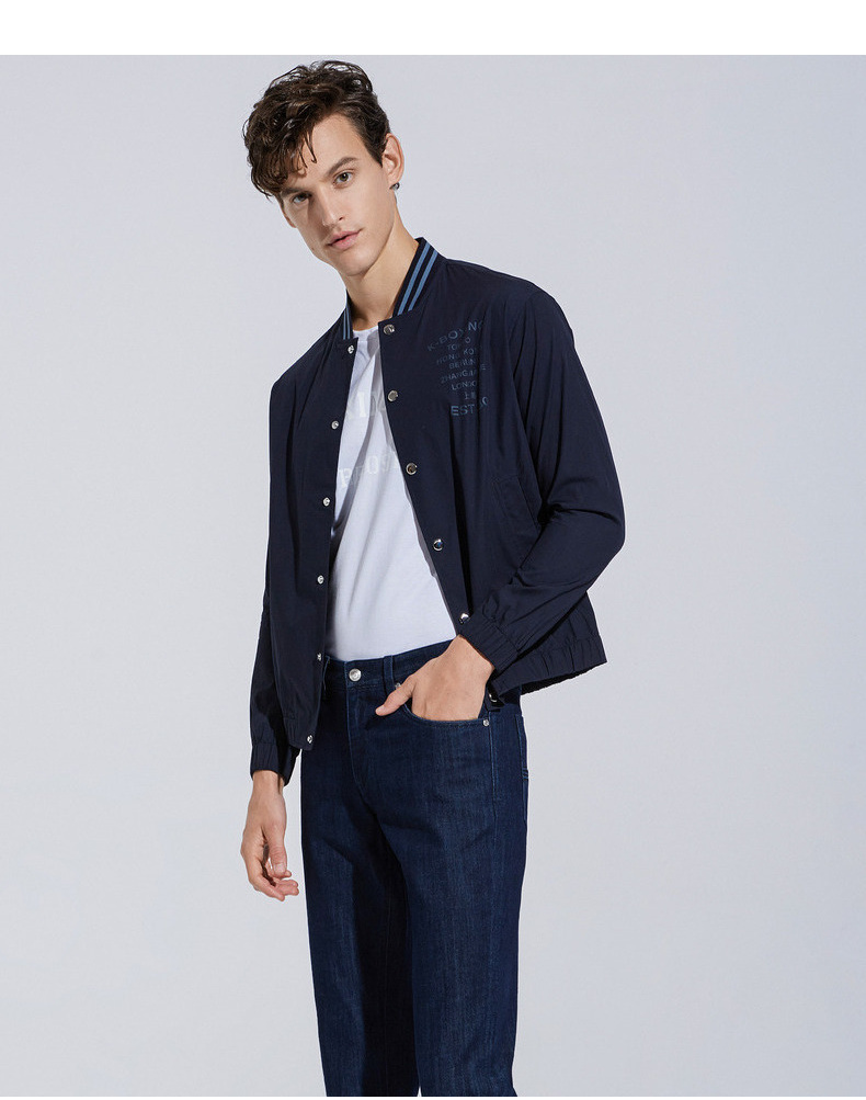 劲霸男装 k-boxing 夹克男2020年春季新品棒球领单排扣时尚茄克棒球服