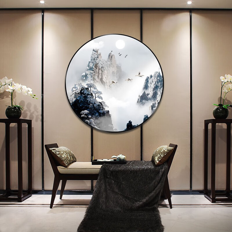 轩色 客厅装饰画新中式沙发背景墙画书房国画靠山画中国风山水画餐厅