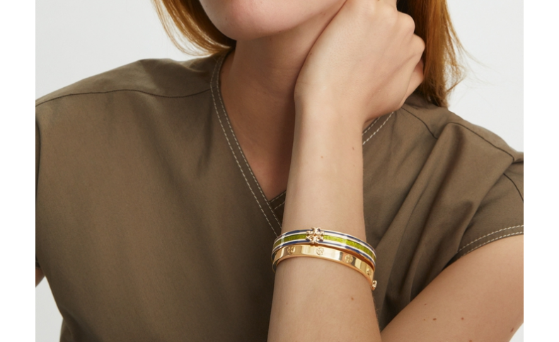 tory burch 汤丽柏琦 kira珐琅手镯 135300 tory 金/绿色/象牙白 300