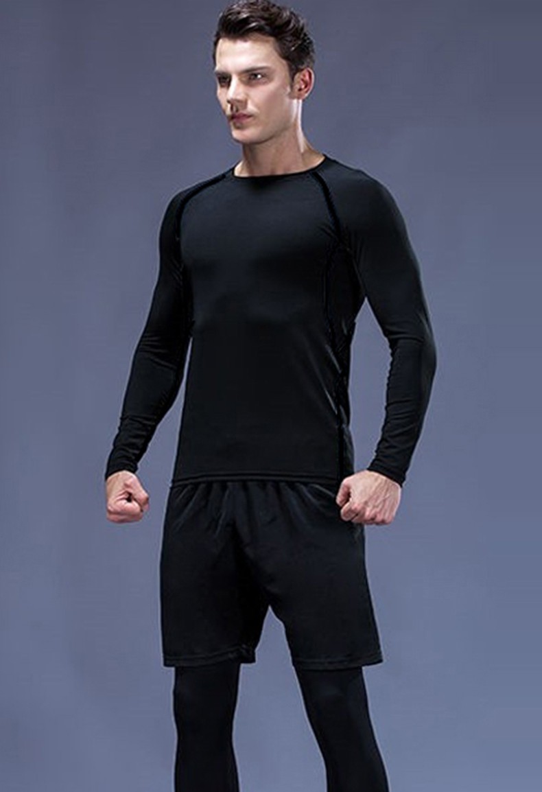 升亿 紧身裤男士加绒健身长裤运动服套装紧身衣男跑步压缩训练健身服