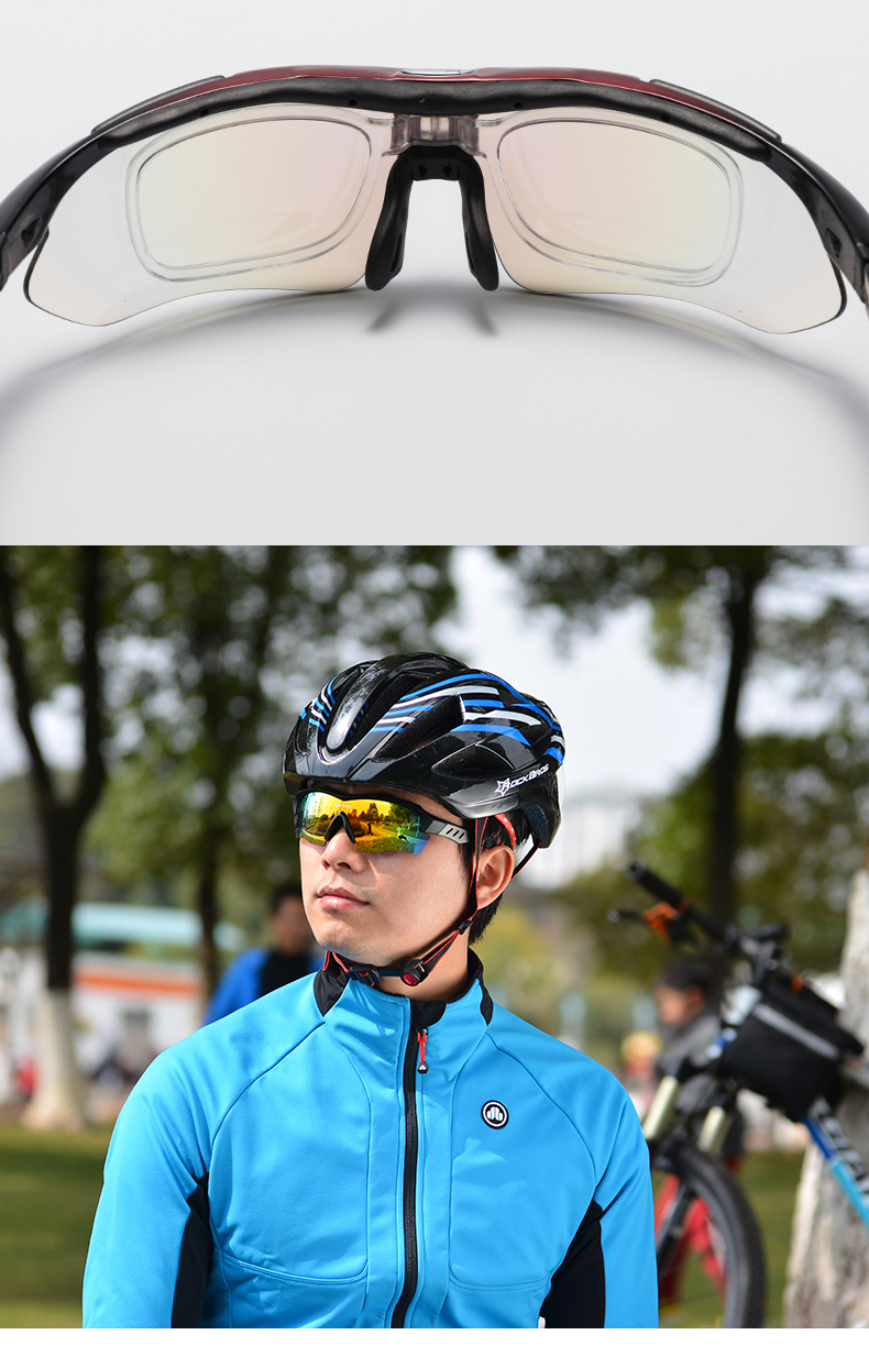洛克兄弟偏光骑行眼镜近视男女款户外运动防风沙自行车眼镜装备炫彩