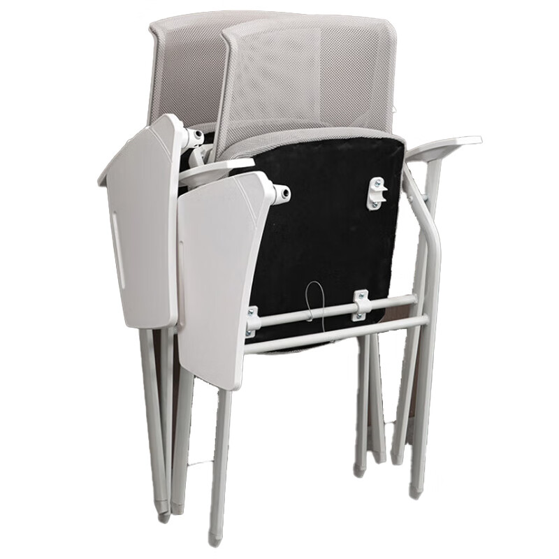 多喜玛椅子带桌板折叠带写字板白色办桌椅一体会议椅黑色YH-056折叠款