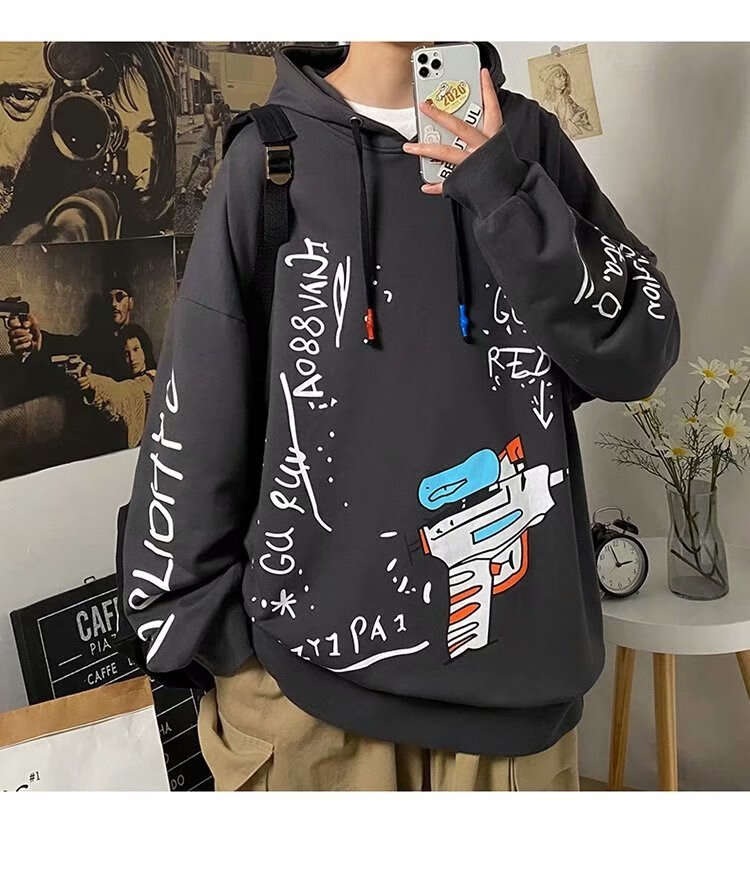 介迈(jiemai)超火ceclogo卫衣男中山潮ins港风宽松韩版潮流休闲连帽