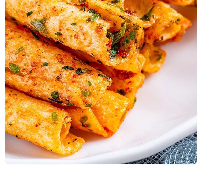 香脆蔬菜卷香葱味膨化薯片锅巴零食小吃学生网红食品整箱批发香辣味6