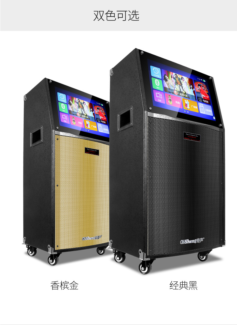 奇声19吋广场舞音响户外拉杆唱歌跳舞音箱视频卡拉ok一体机大音量移动
