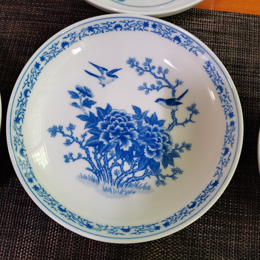 醴陵瓷器 醴陵瓷器 群力釉下五彩群力8寸深盘 环高温瓷20厘米3个sn