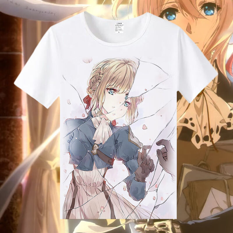 紫罗兰永恒花园薇尔莉特周边夏季短袖t恤二次元男女学生动漫衣服t09s