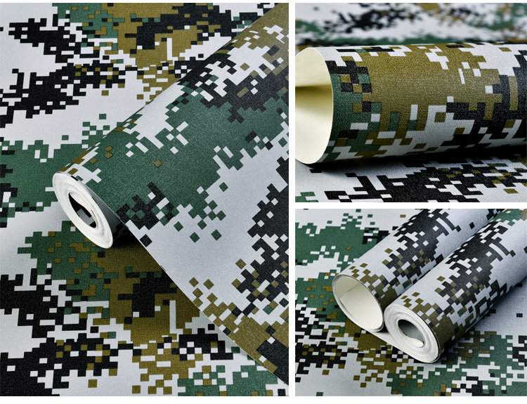 适用于旅风军事主题海军蓝军绿色墙纸军迷背景墙必读本款非自粘买胶水