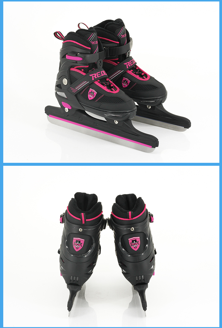 男女冰刀鞋儿童初学可调冰球刀加厚学生速滑刀保暖真冰溜冰鞋球刀蓝色