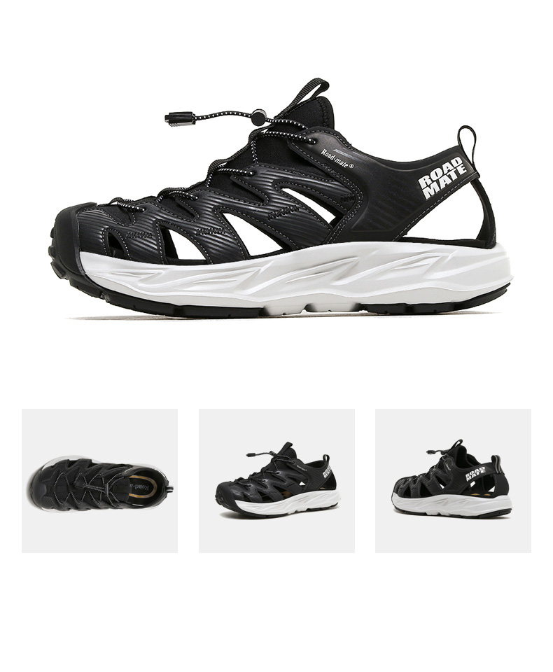 路伴roadmate男士户外休闲凉鞋沙滩鞋黑色轻便新潮流款夏运动休闲黑色