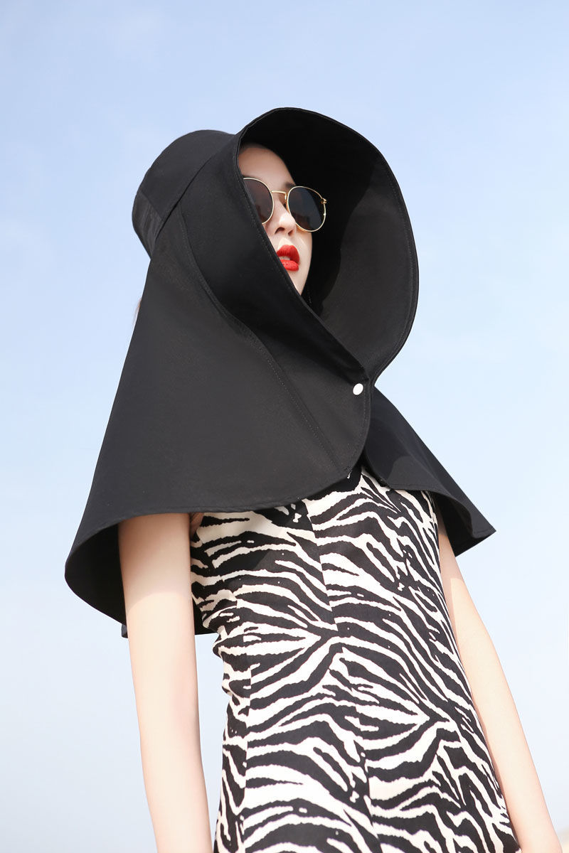 赫僮刘涛同款护颈防晒帽女大檐加长遮阳户外沙滩披肩帽渔夫帽旅行帽子