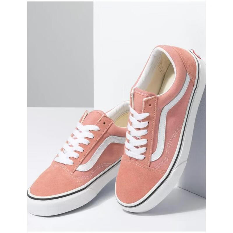 范斯vans女鞋板鞋系带纯色百搭舒适休闲鞋透气春秋直邮新款372981rose