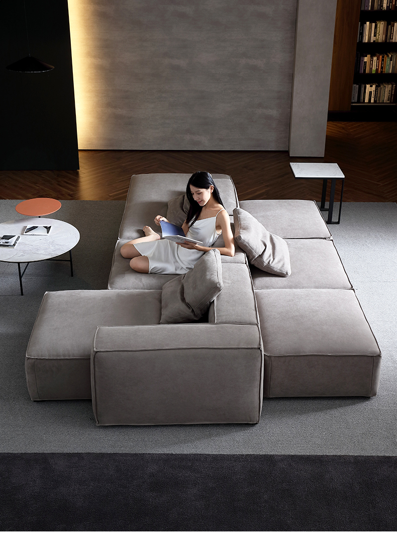 风羽谷 沙发 双面沙发客厅背靠背两面双向方块风磨砂科技布落地豆腐块