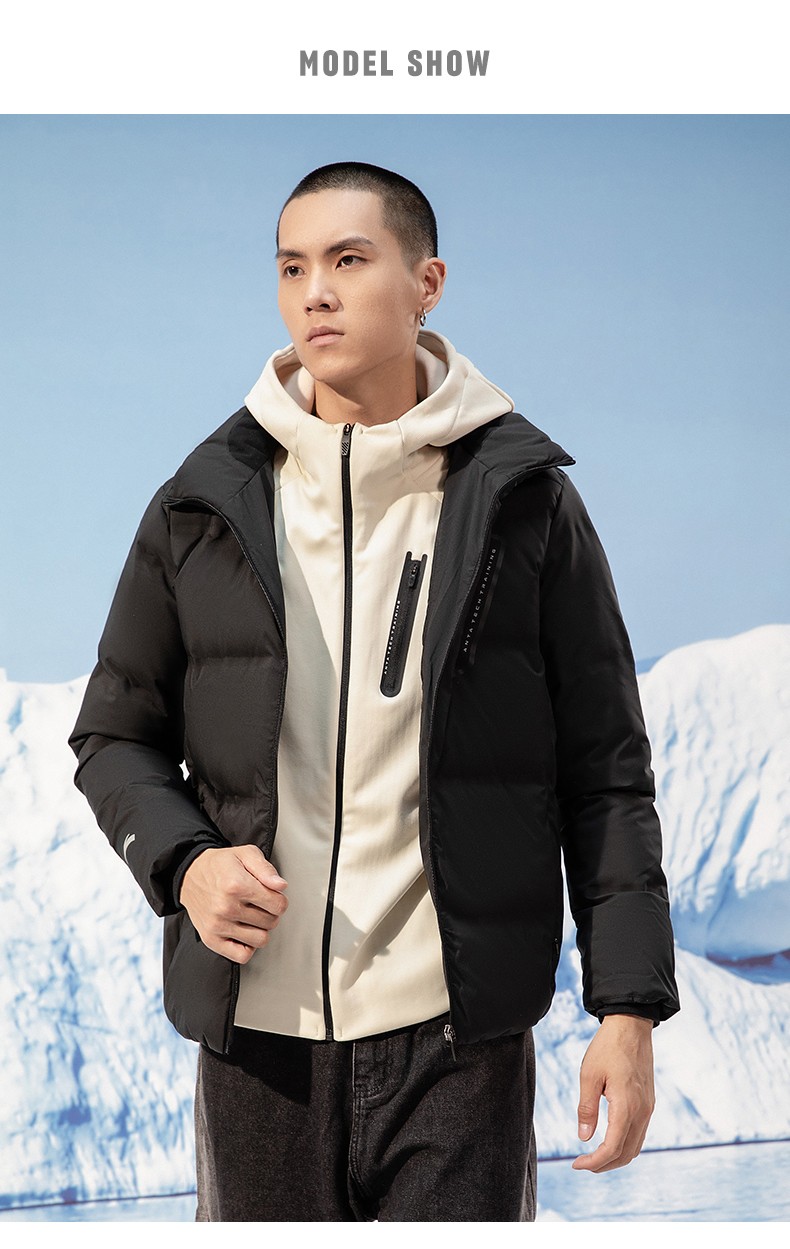 安踏羽绒服男子棉服2021秋季新款炽热科技保暖加厚防寒上衣外套休闲