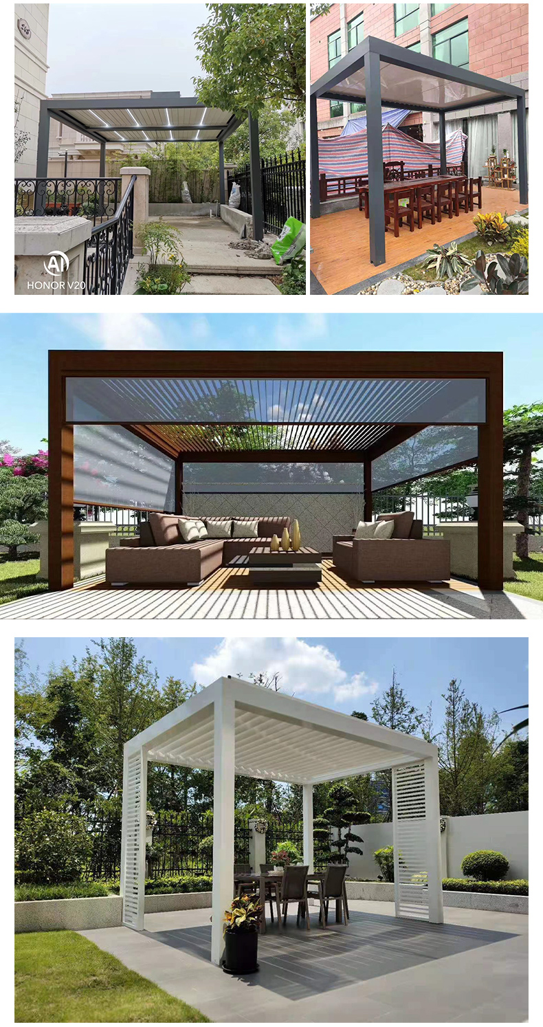 别墅阳光房室外花园现代中式亭子加装折叠玻璃门和升降玻璃窗联系客服